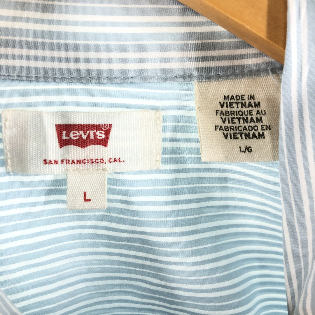 Levi's Women's Long Sleeve Cotton Striped Shirt, Size L cotton Blue type light blue Vintage Second Hand