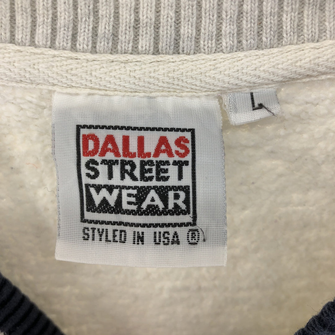 DALLAS STREET WEAR Parody V-Neck Logo Sweatshirt, Made in USA, Men's Size L cotton gray type Vintage Second Hand