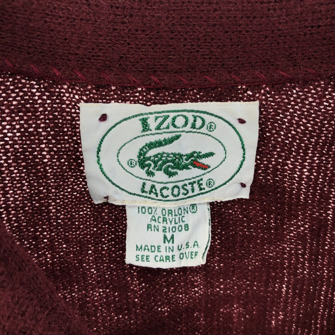 80s-90'S Lacoste IZOD Acrylic Knit Cardigan Made in USA Men's M Size Vintage /eaa525010