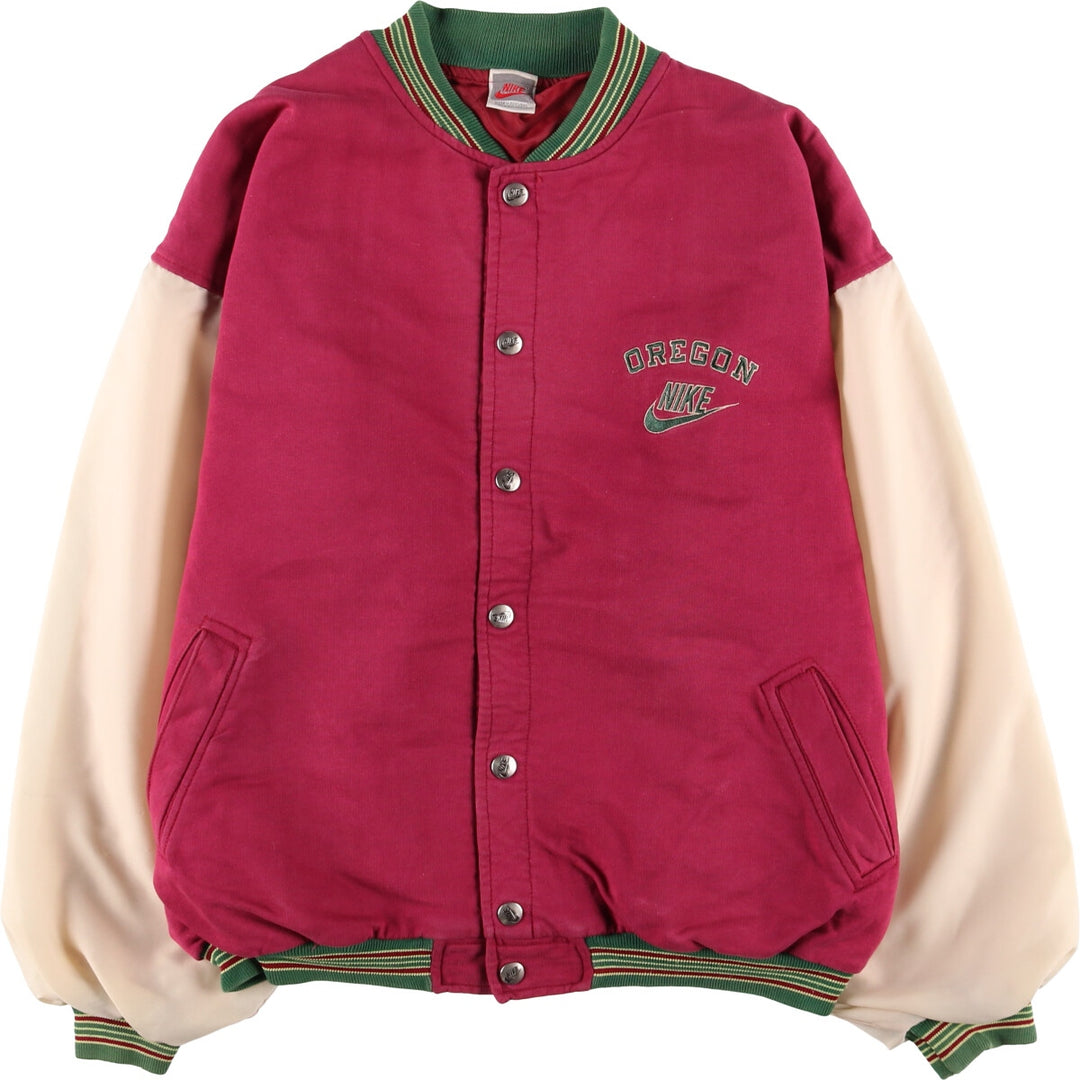 90'S Nike Silver Tag Back Logo Padded Cotton Button Varsity Jacket Men's L Size /eaa525083