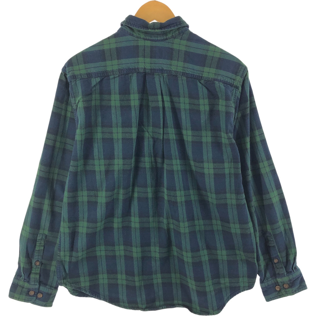 Eddie Bauer Men's Long Sleeve Flannel Check Shirt, Size XL cotton navy blue type Vintage Second Hand
