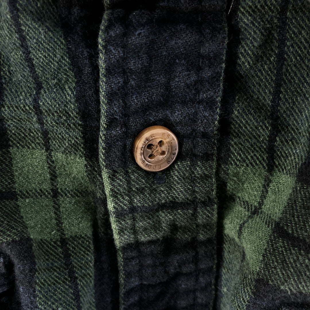Eddie Bauer Men's Long Sleeve Flannel Check Shirt, Size XL cotton navy blue type Vintage Second Hand