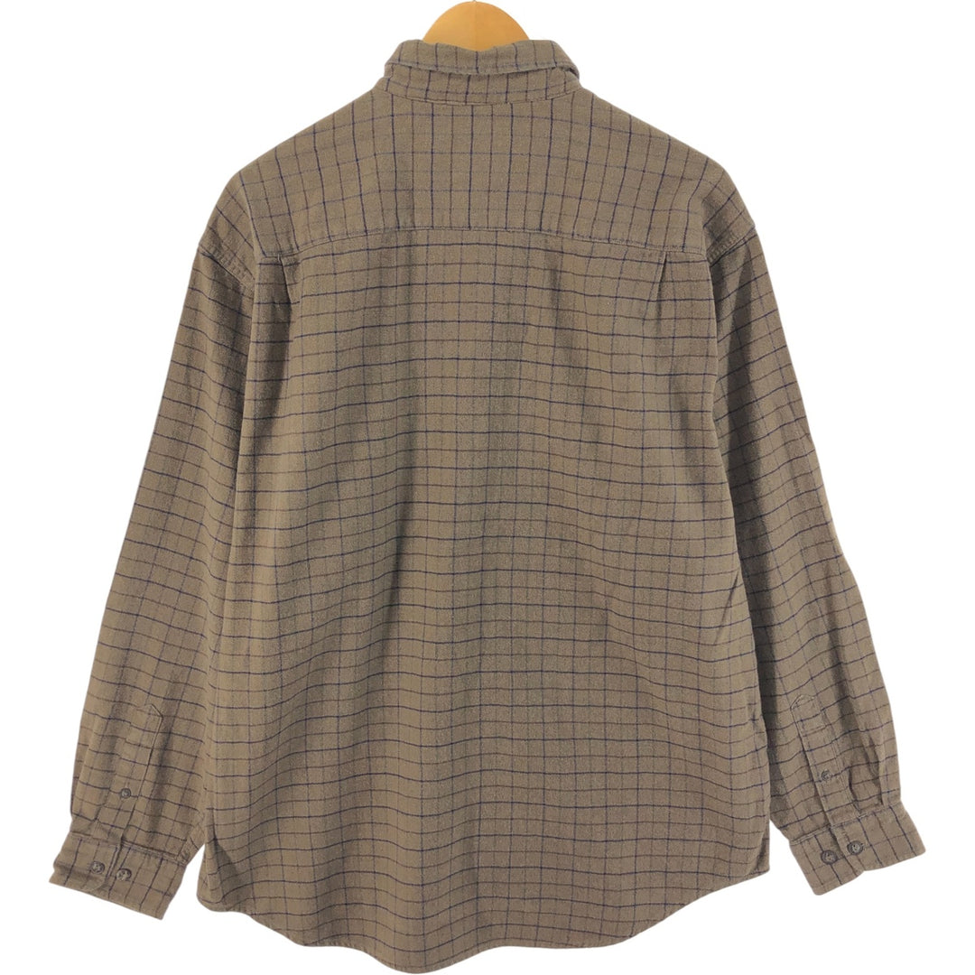 Eddie Bauer Long Sleeve Button Down Light Flannel Check Shirt, Men's Size L cotton brown type Vintage Second Hand