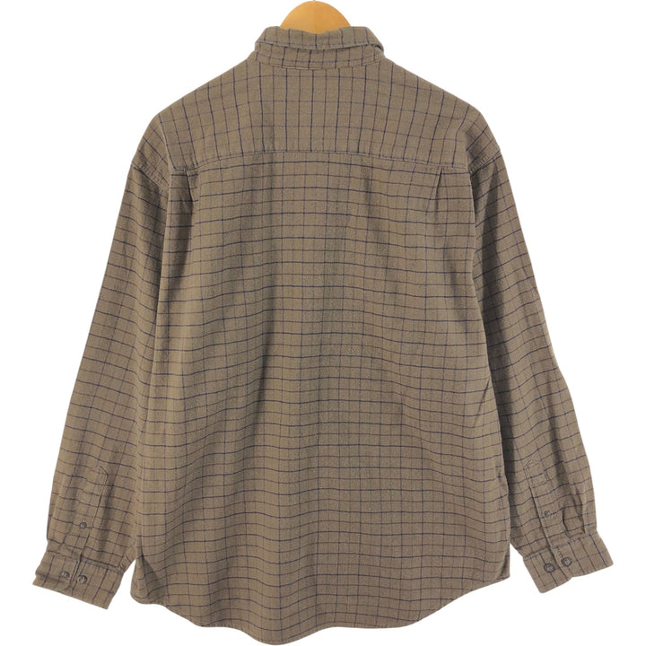 Eddie Bauer Long Sleeve Button Down Light Flannel Check Shirt, Men's Size L cotton brown type Vintage Second Hand