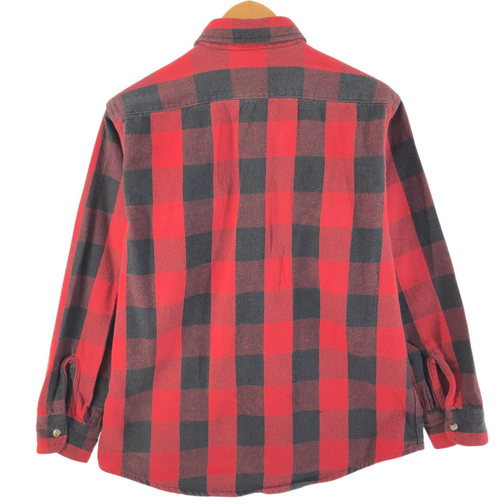 1980'S PRIVATE PROPERTY Buffalo Check Long Sleeve Heavy Flannel Check Shirt, Made in USA, Men's Size L, Vintage cotton red type Vintage Second Hand