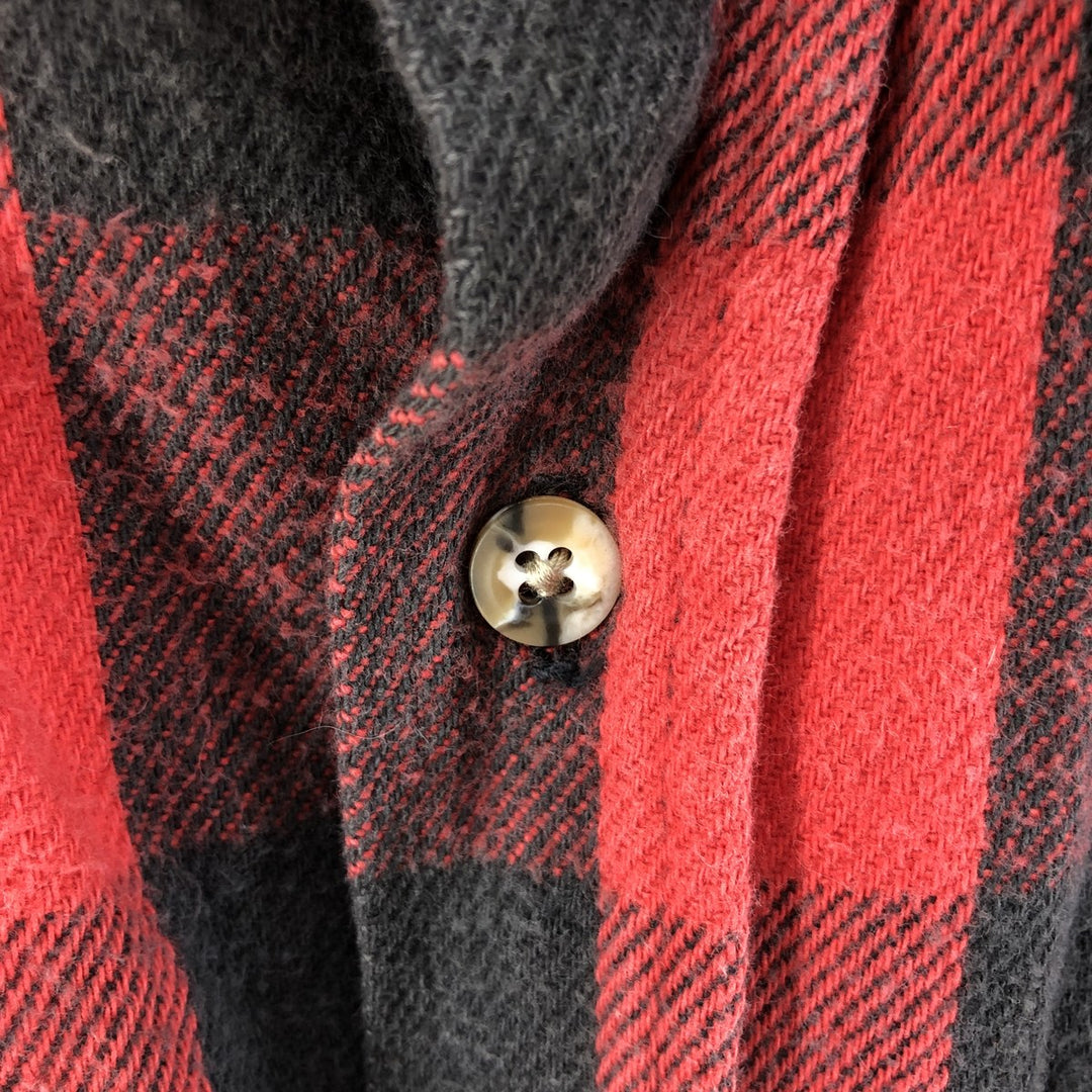 1980'S PRIVATE PROPERTY Buffalo Check Long Sleeve Heavy Flannel Check Shirt, Made in USA, Men's Size L, Vintage cotton red type Vintage Second Hand