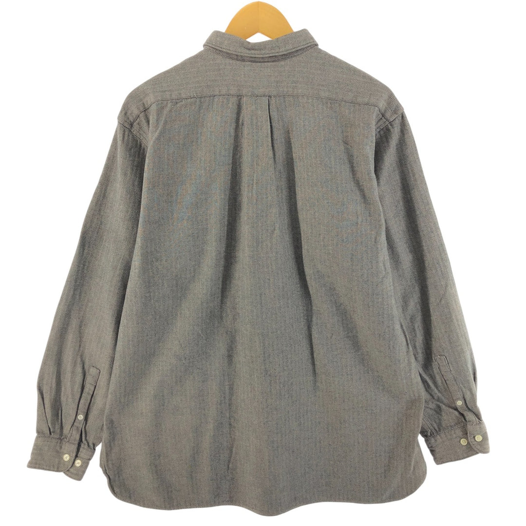 Vintage 90'S J.Crew Houndstooth Pattern Long Sleeve Light Flannel Shirt, Men's Size L cotton gray type Vintage Second Hand
