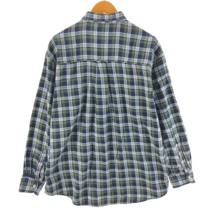 90'S Ralph Lauren CHAPS Long Sleeve Button Down Light Flannel Check Shirt Men's Size L Vintage cotton Green type dark green Vintage Second Hand
