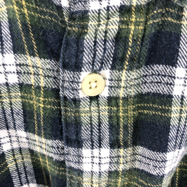 90'S Ralph Lauren CHAPS Long Sleeve Button Down Light Flannel Check Shirt Men's Size L Vintage cotton Green type dark green Vintage Second Hand
