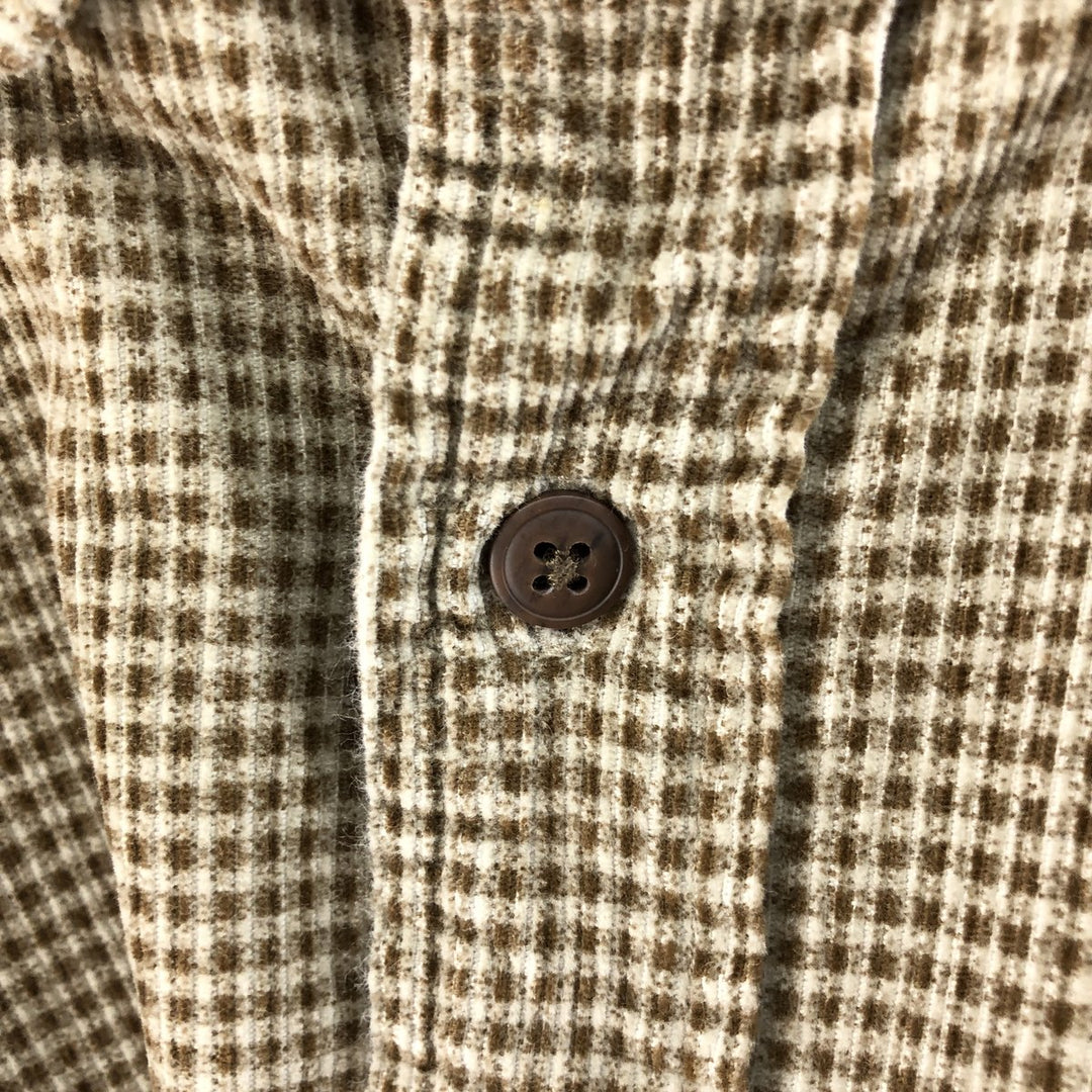 Eddie Bauer Check Pattern Long Sleeve Button-Down Corduroy Shirt, Men's Size XL cotton brown type Vintage Second Hand