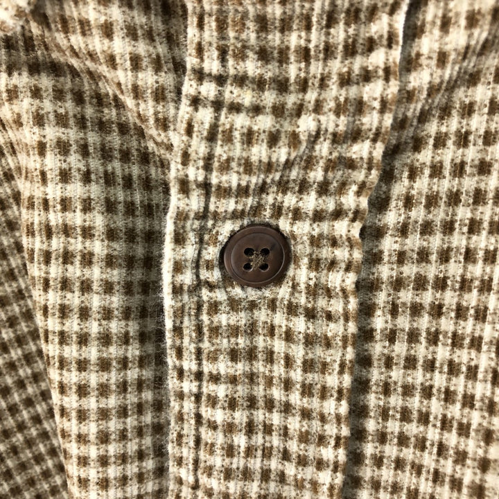 Eddie Bauer Check Pattern Long Sleeve Button-Down Corduroy Shirt, Men's Size XL cotton brown type Vintage Second Hand