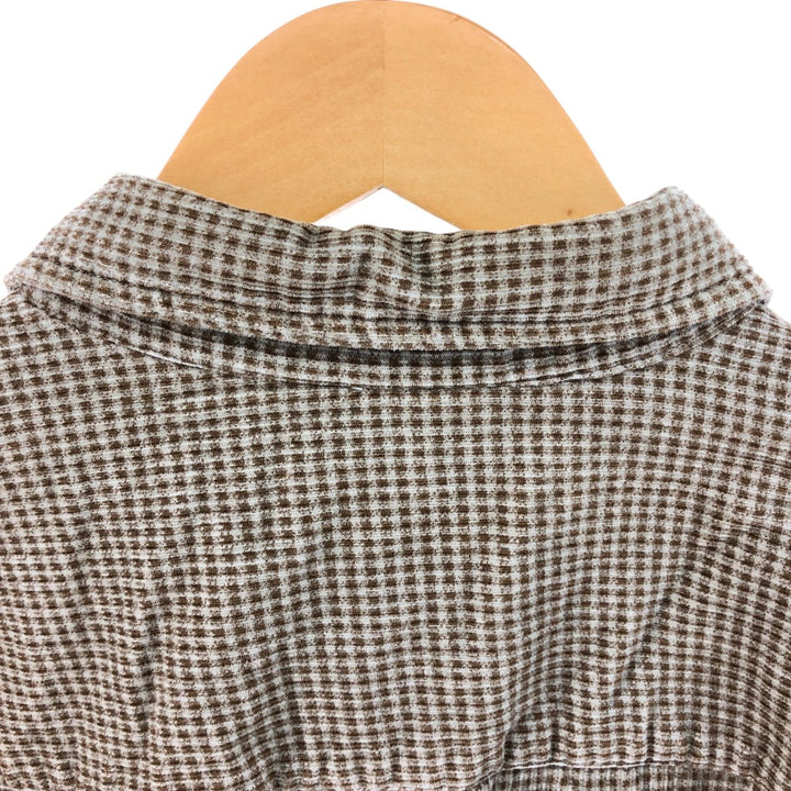 Eddie Bauer Check Pattern Long Sleeve Button-Down Corduroy Shirt, Men's Size XL cotton brown type Vintage Second Hand