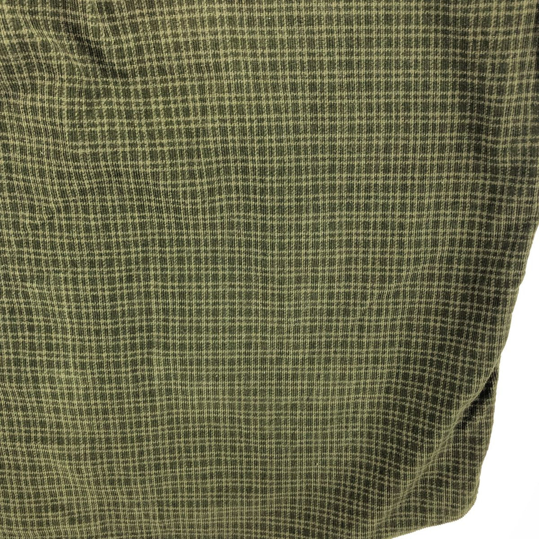 90s~00'S Eddie Bauer Check Pattern Long Sleeve Button Down Corduroy Shirt Men's L size cotton Khaki type Vintage Second Hand