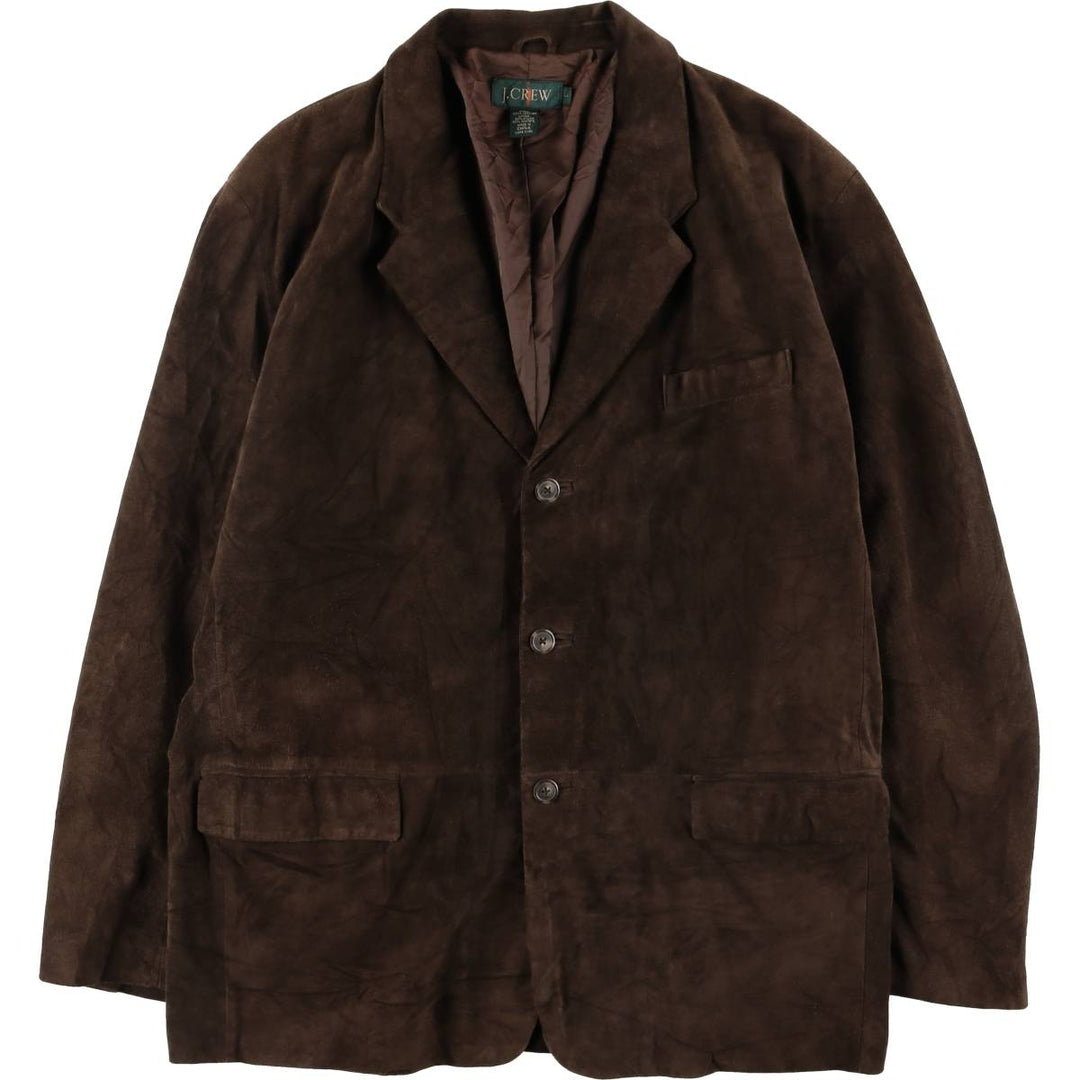 90'S J.Crew Giant Tag Suede Leather Jacket Men's Size L Vintage genuine leather brown type Vintage Second Hand