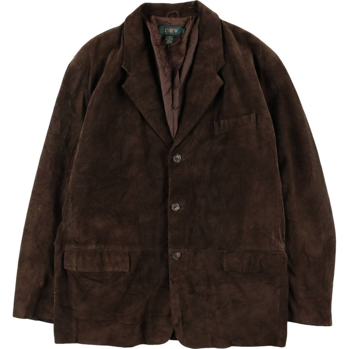 90'S J.Crew Giant Tag Suede Leather Jacket Men's Size L Vintage genuine leather brown type Vintage Second Hand