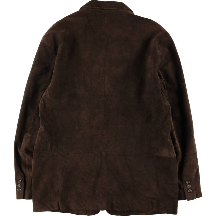 90'S J.Crew Giant Tag Suede Leather Jacket Men's Size L Vintage genuine leather brown type Vintage Second Hand