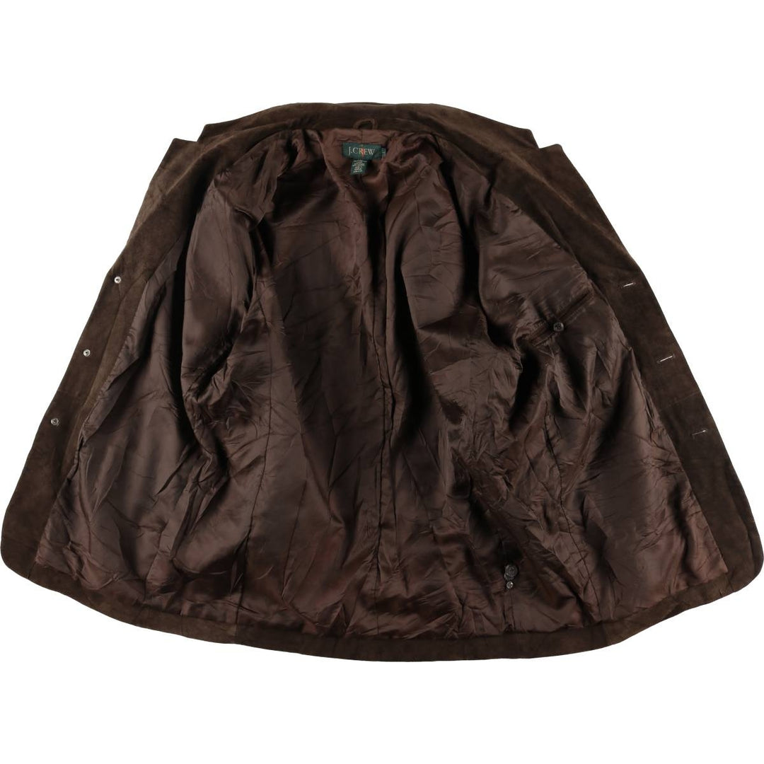 90'S J.Crew Giant Tag Suede Leather Jacket Men's Size L Vintage genuine leather brown type Vintage Second Hand