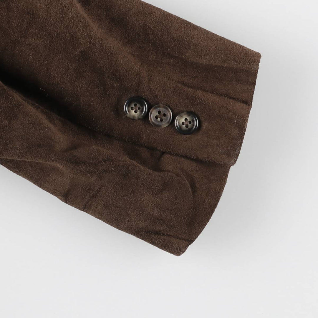 90'S J.Crew Giant Tag Suede Leather Jacket Men's Size L Vintage genuine leather brown type Vintage Second Hand