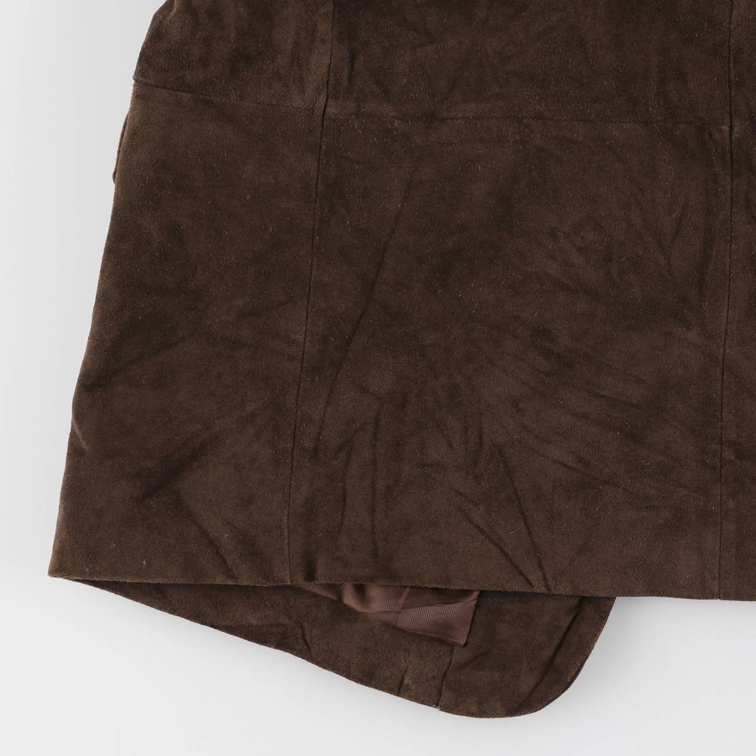90'S J.Crew Giant Tag Suede Leather Jacket Men's Size L Vintage genuine leather brown type Vintage Second Hand