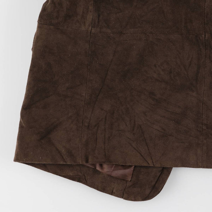 90'S J.Crew Giant Tag Suede Leather Jacket Men's Size L Vintage genuine leather brown type Vintage Second Hand