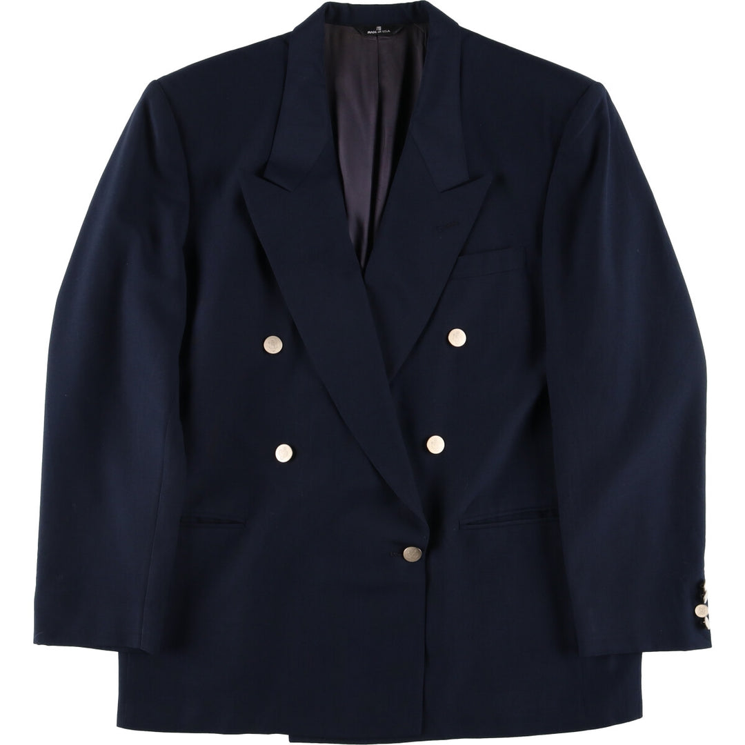 Perry Ellis PERRY ELLIS PORTFOLIO Double-breasted Peaked Lapel Navy Blazer Tailored Jacket Made in USA Men's M size /eaa525384