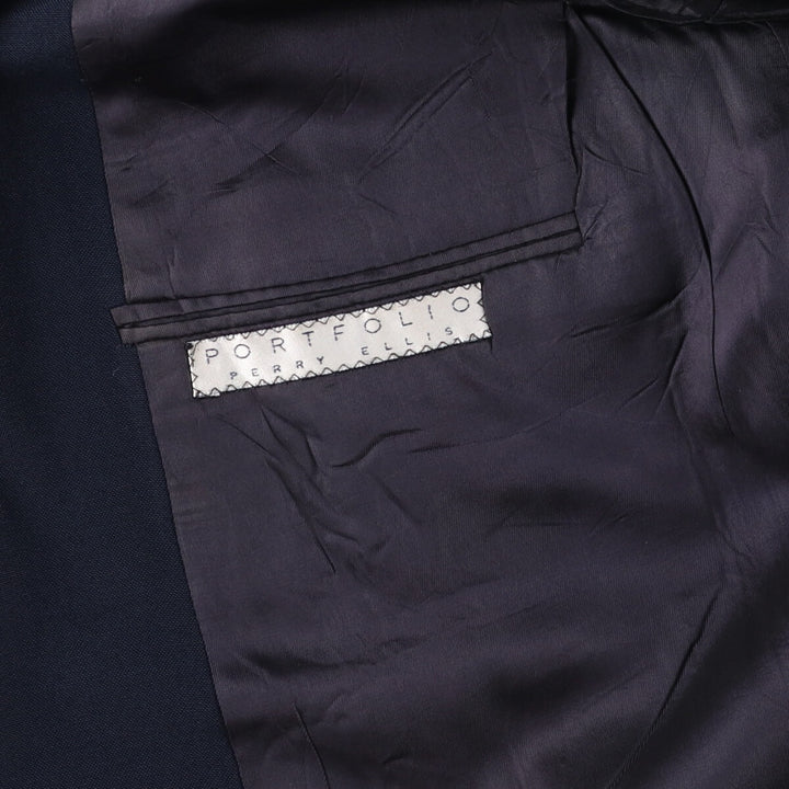 Perry Ellis PERRY ELLIS PORTFOLIO Double-breasted Peaked Lapel Navy Blazer Tailored Jacket Made in USA Men's M size /eaa525384