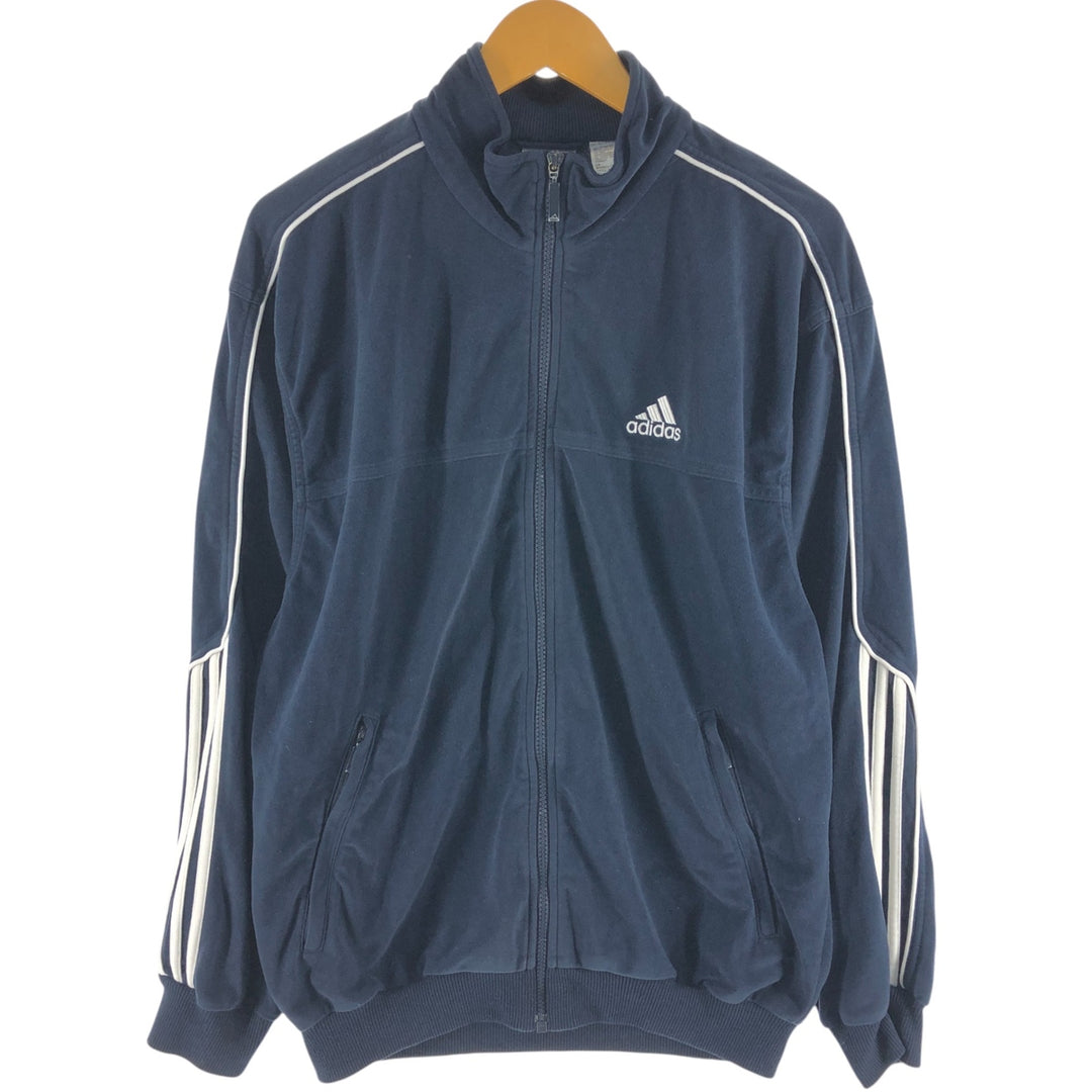 00'S adidas Velour Jersey Track Jacket Men's M size polyester navy blue type Vintage Second Hand