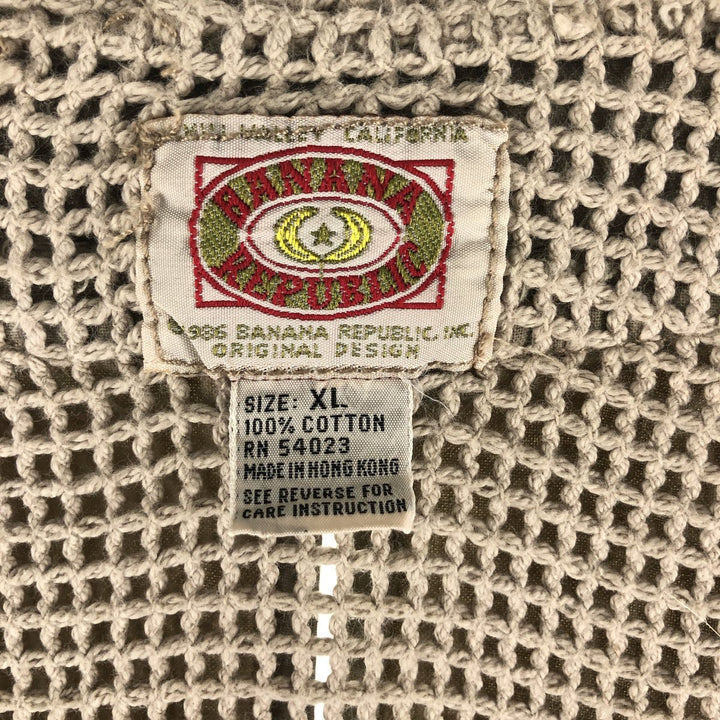 80'S Banana Republic Safari Vest Men's XL Size Vintage cotton Beige type Vintage Second Hand