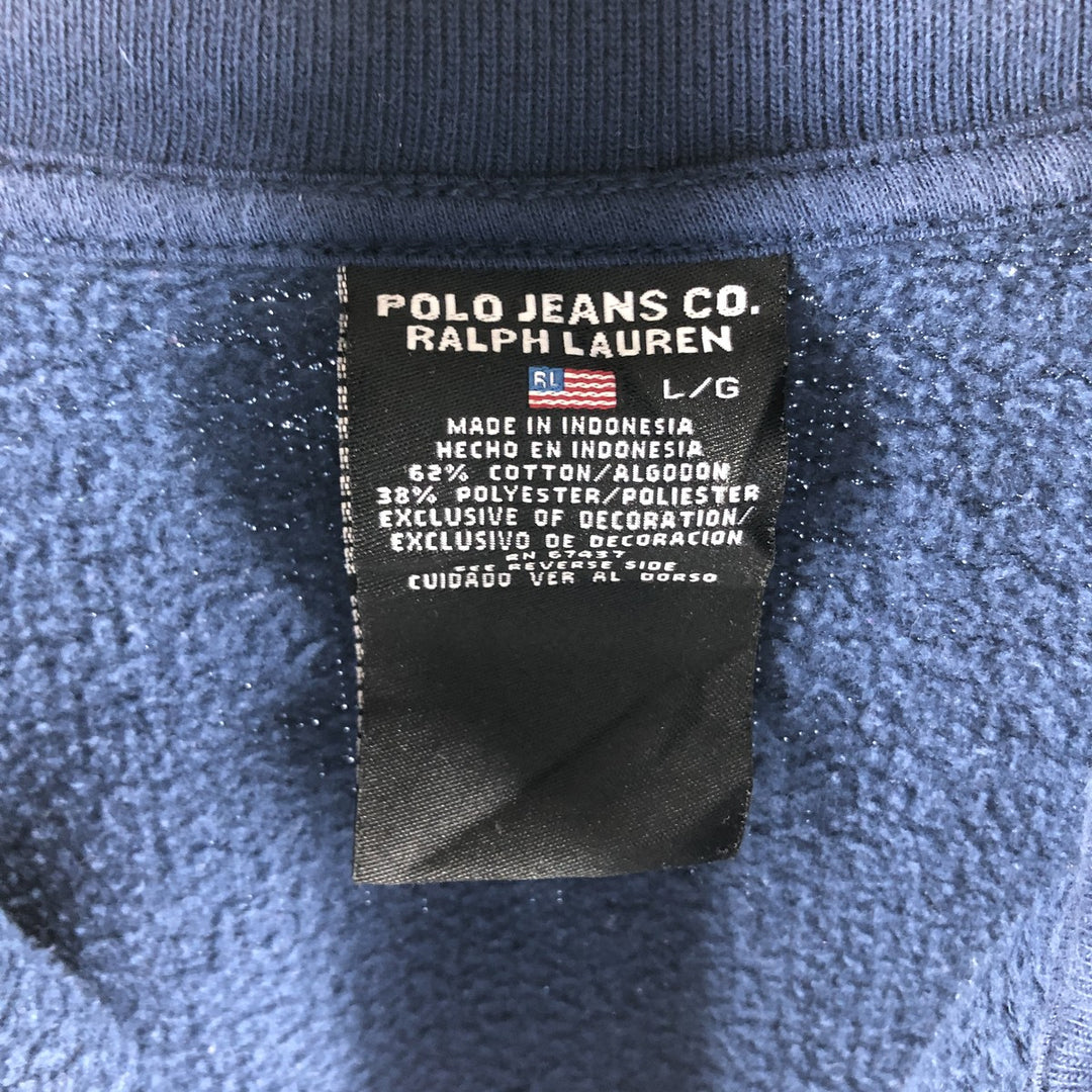 90'S Ralph Lauren POLO JEANS COMPANY full zip sweatshirt, men's size L, vintage cotton Navy blue Vintage Second Hand
