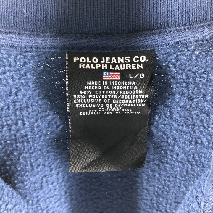 90'S Ralph Lauren POLO JEANS COMPANY full zip sweatshirt, men's size L, vintage cotton Navy blue Vintage Second Hand