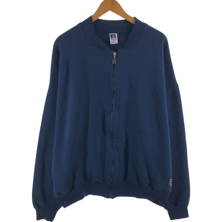 90'S Russell full zip sweatshirt, sweatshirt, made in USA, men's XXL, vintage cotton navy blue type Vintage Second Hand