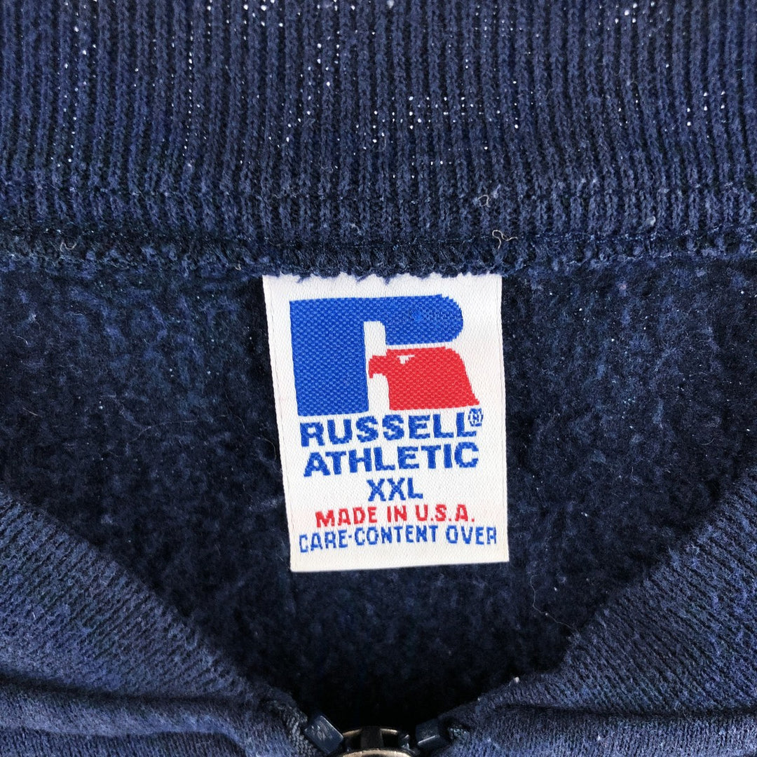 90'S Russell full zip sweatshirt, sweatshirt, made in USA, men's XXL, vintage cotton navy blue type Vintage Second Hand