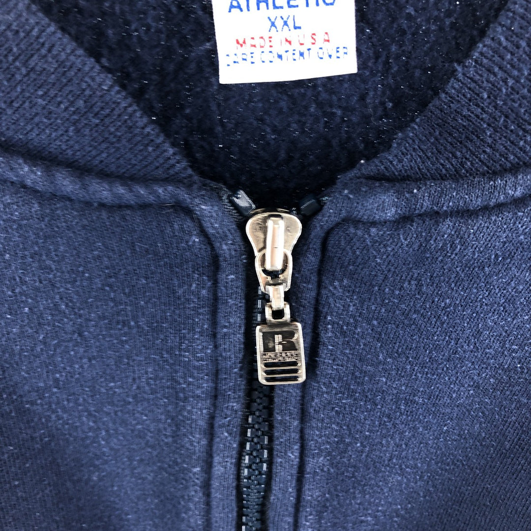 90'S Russell full zip sweatshirt, sweatshirt, made in USA, men's XXL, vintage cotton navy blue type Vintage Second Hand