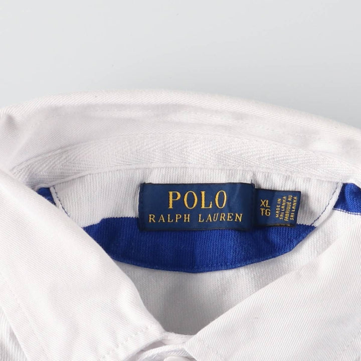 Ralph Lauren POLO RALPH LAUREN Striped Pattern Long Sleeve Rugby Shirt Men's XL cotton blue type Vintage Second Hand