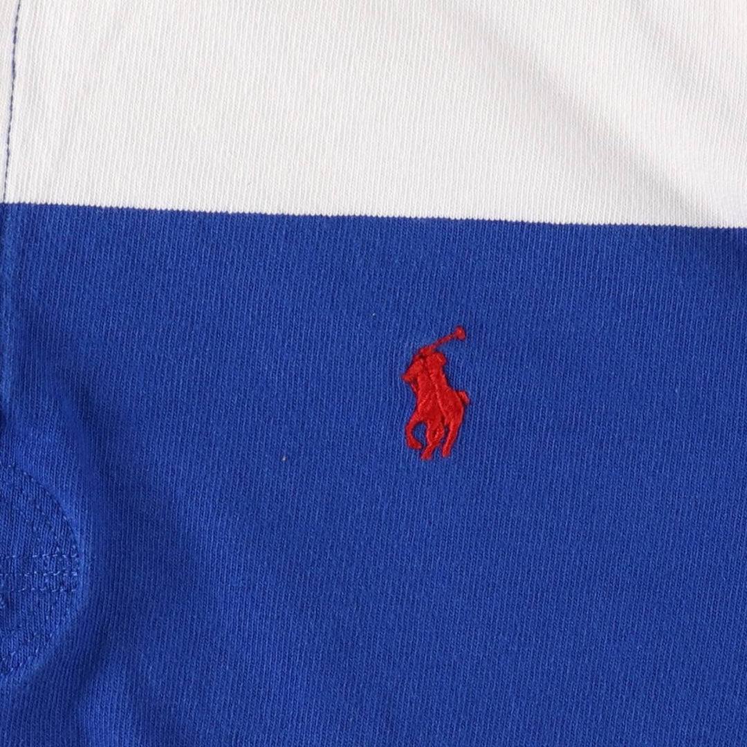 Ralph Lauren POLO RALPH LAUREN Striped Pattern Long Sleeve Rugby Shirt Men's XL cotton blue type Vintage Second Hand