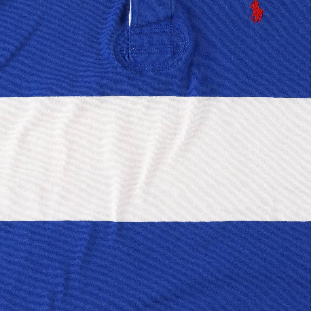 Ralph Lauren POLO RALPH LAUREN Striped Pattern Long Sleeve Rugby Shirt Men's XL cotton blue type Vintage Second Hand