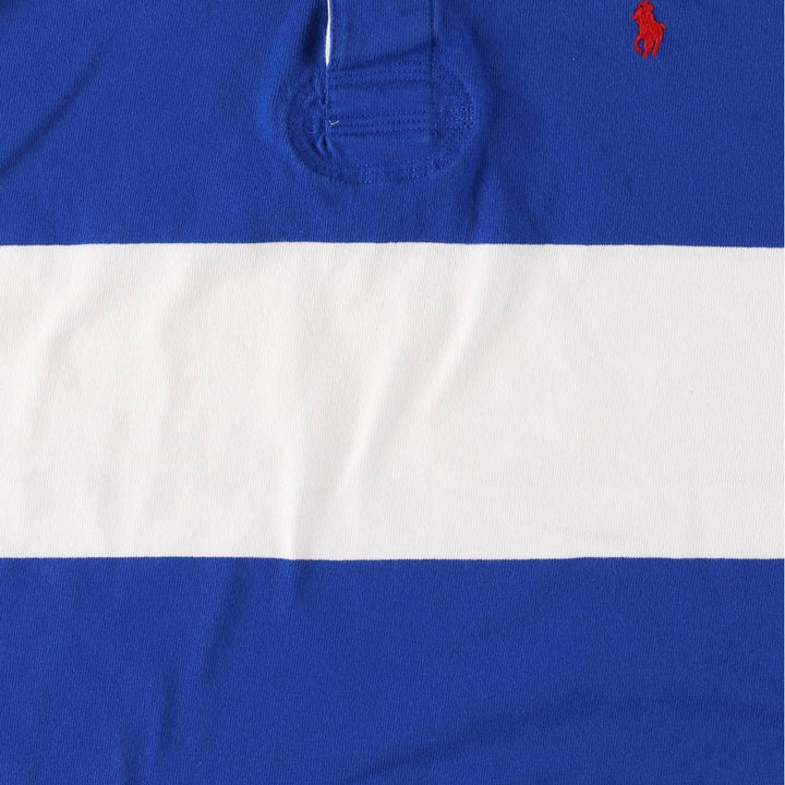 Ralph Lauren POLO RALPH LAUREN Striped Pattern Long Sleeve Rugby Shirt Men's XL cotton blue type Vintage Second Hand