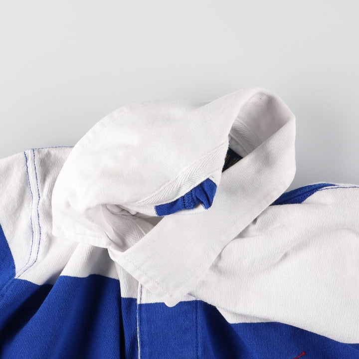 Ralph Lauren POLO RALPH LAUREN Striped Pattern Long Sleeve Rugby Shirt Men's XL cotton blue type Vintage Second Hand