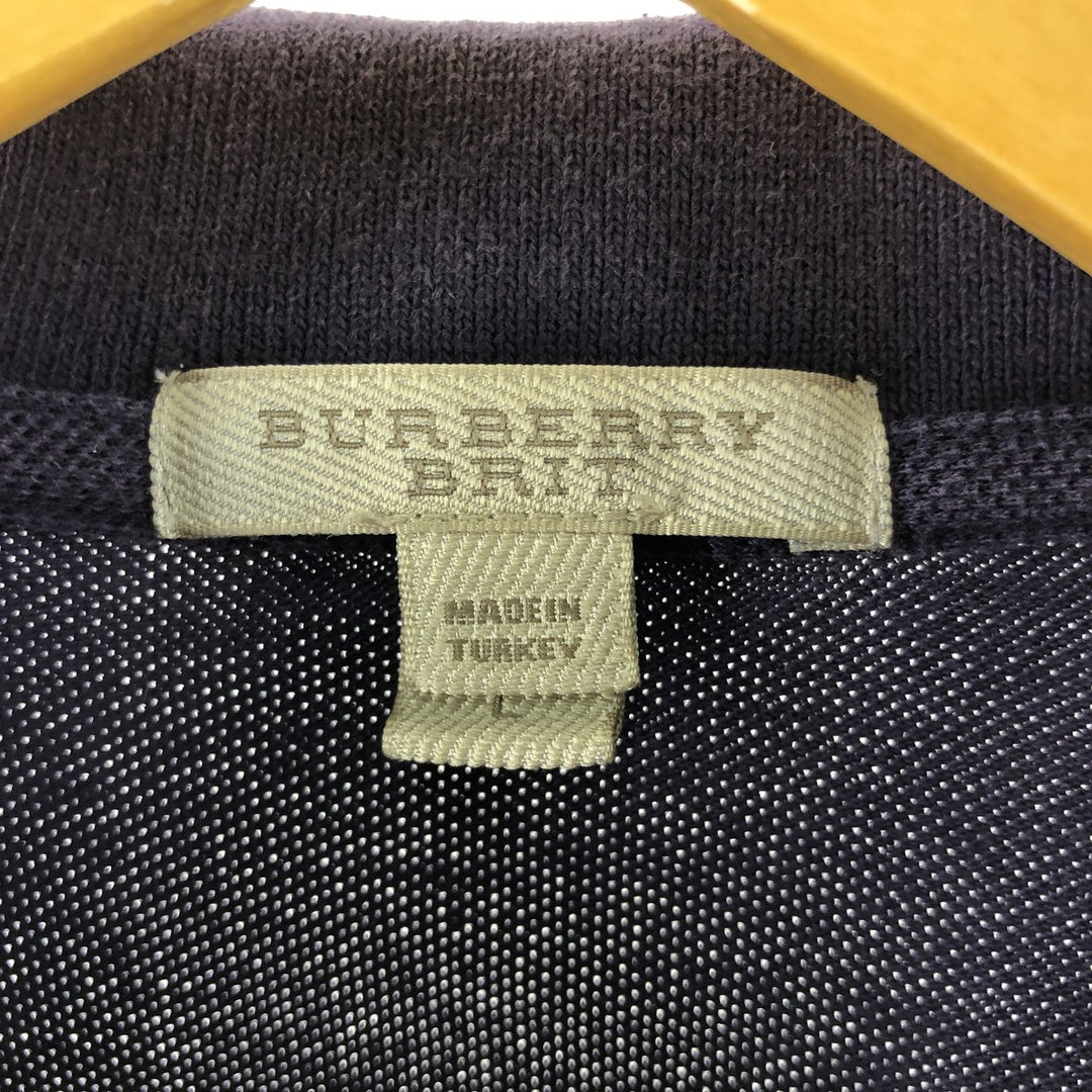 Burberry's BRIT short sleeve polo shirt, men's size L cotton purple type Vintage Second Hand