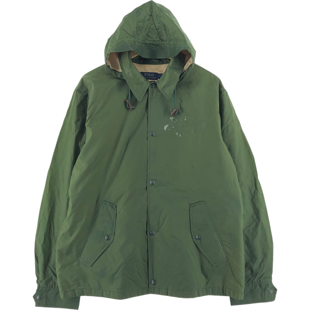 Ralph Lauren POLO RALPH LAUREN Hooded Coach Jacket Men's Size L Nylon Khaki type sage green Vintage Second Hand