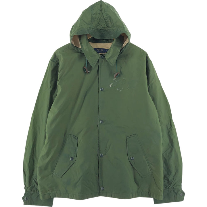 Ralph Lauren POLO RALPH LAUREN Hooded Coach Jacket Men's Size L Nylon Khaki type sage green Vintage Second Hand