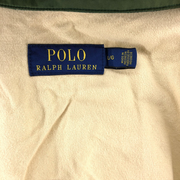 Ralph Lauren POLO RALPH LAUREN Hooded Coach Jacket Men's Size L Nylon Khaki type sage green Vintage Second Hand