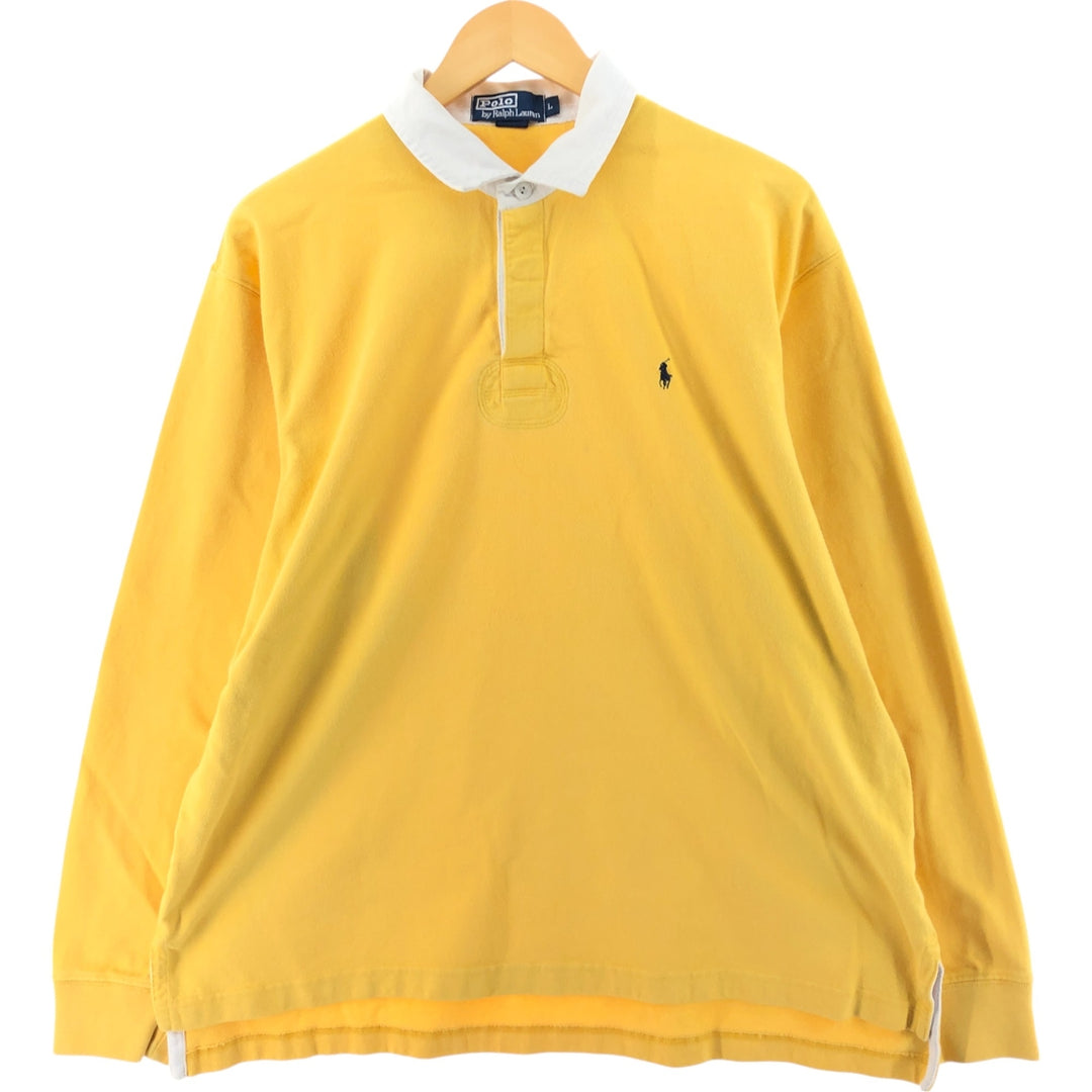 Ralph Lauren POLO by Ralph Lauren long sleeve rugby shirt, men's size L cotton yellow type Vintage Second Hand