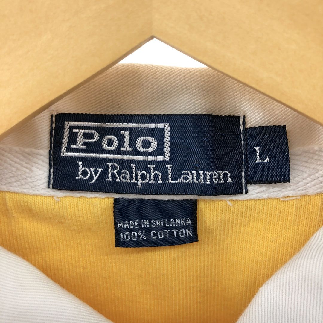 Ralph Lauren POLO by Ralph Lauren long sleeve rugby shirt, men's size L cotton yellow type Vintage Second Hand
