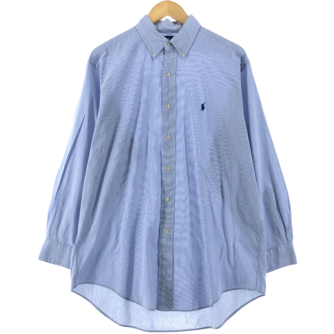 Ralph Lauren YARMOUTH Long Sleeve Button-Down Striped Shirt, Men's Size L cotton Blue type light blue Vintage Second Hand