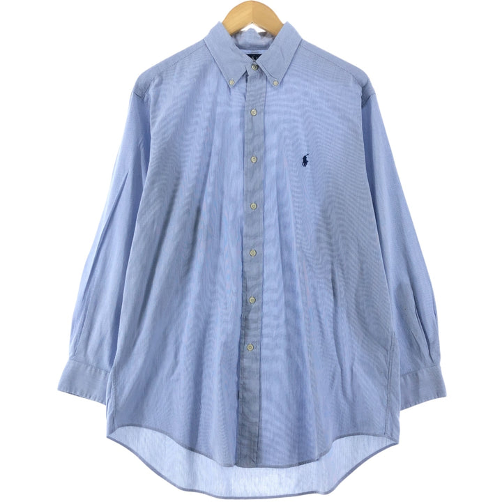 Ralph Lauren YARMOUTH Long Sleeve Button-Down Striped Shirt, Men's Size L cotton Blue type light blue Vintage Second Hand