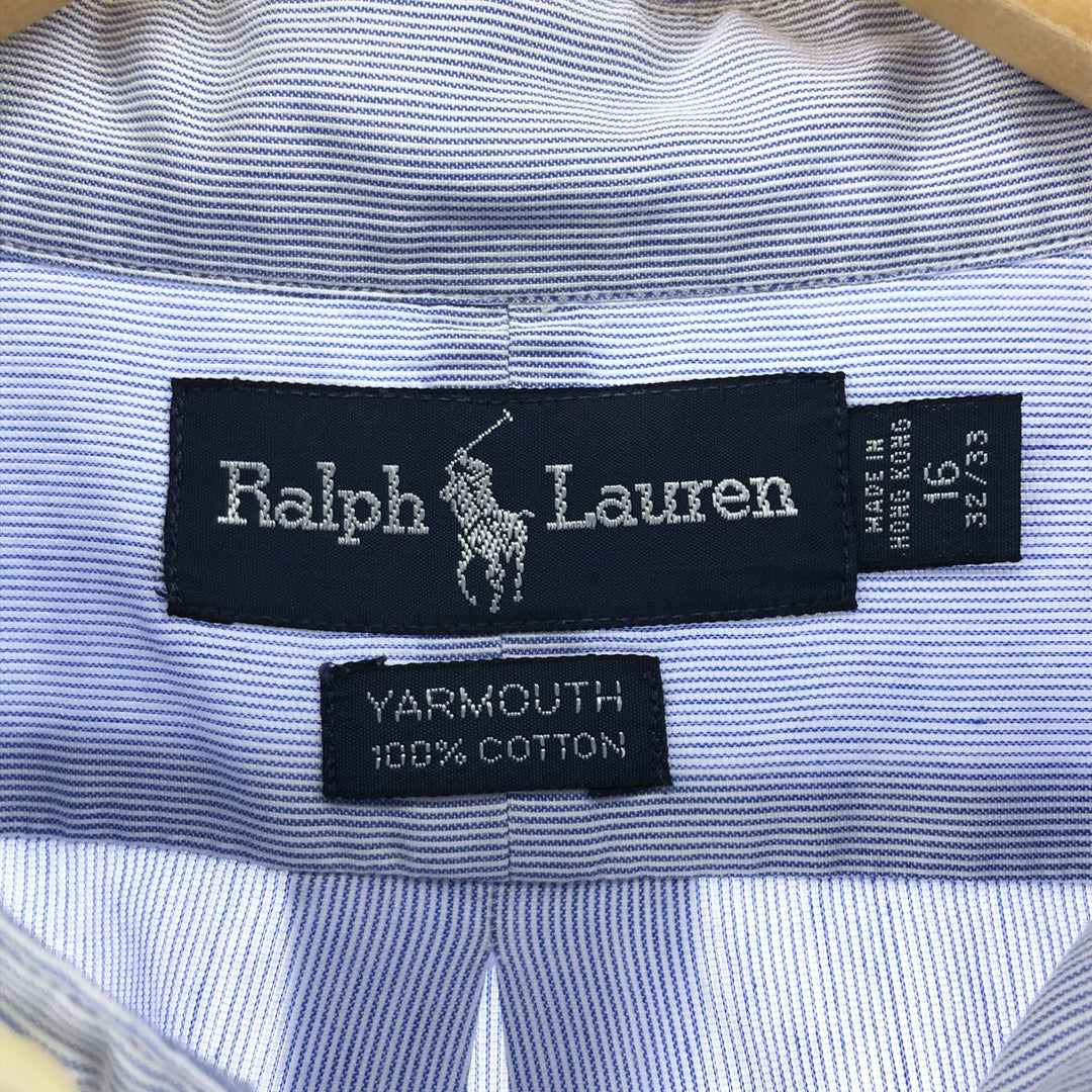 Ralph Lauren YARMOUTH Long Sleeve Button-Down Striped Shirt, Men's Size L cotton Blue type light blue Vintage Second Hand
