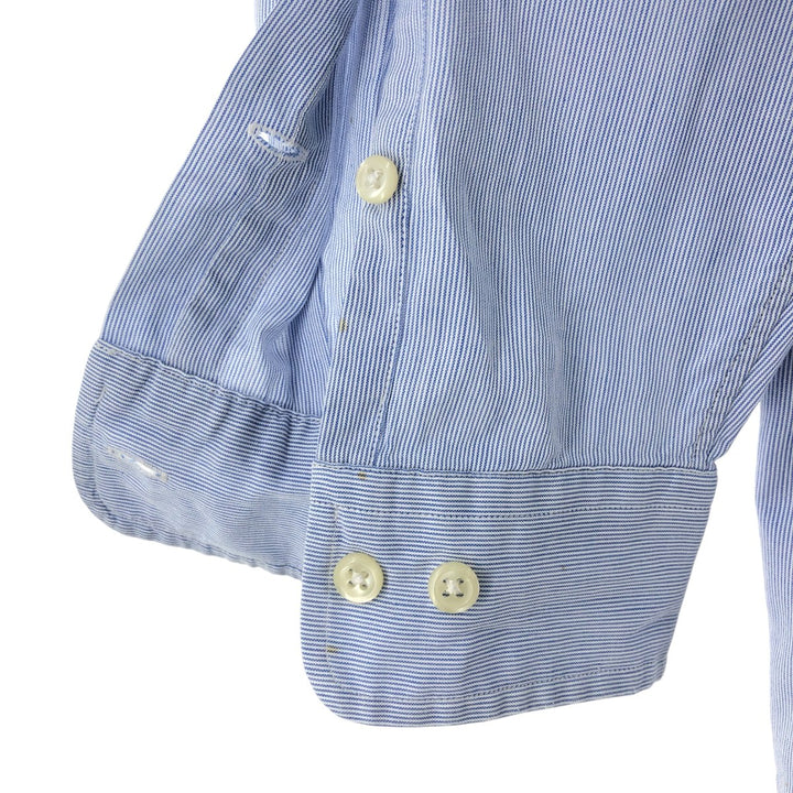 Ralph Lauren YARMOUTH Long Sleeve Button-Down Striped Shirt, Men's Size L cotton Blue type light blue Vintage Second Hand