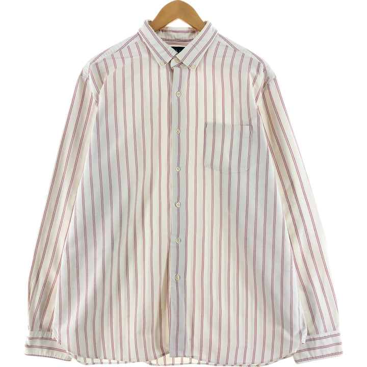 Ralph Lauren long sleeve button down striped shirt, men's XL size cotton white type Vintage Second Hand