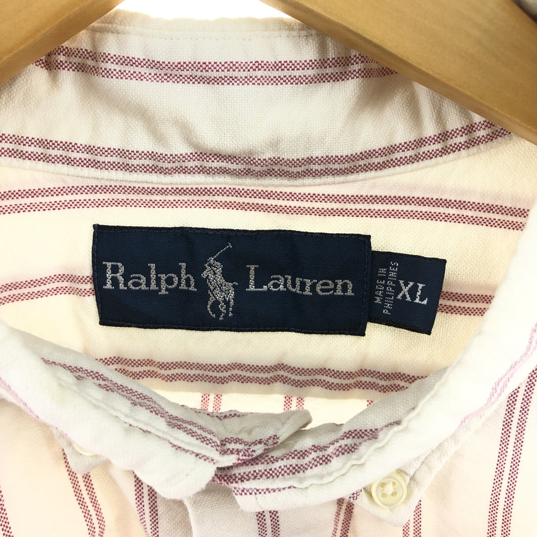 Ralph Lauren long sleeve button down striped shirt, men's XL size cotton white type Vintage Second Hand